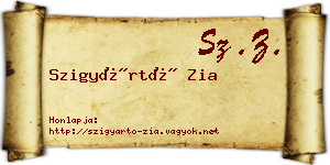 Szigyártó Zia névjegykártya